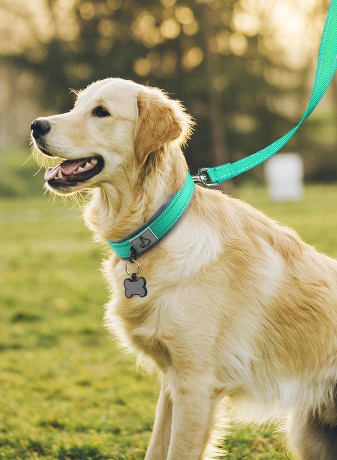 Joytale Dog Collar for Large Dogs, Neoprene Padded and Adjustable, Reflective Wide Heavy Duty Pet Collars with Durable Metal Belt Buckle for Walking, Teal, L - Image 3